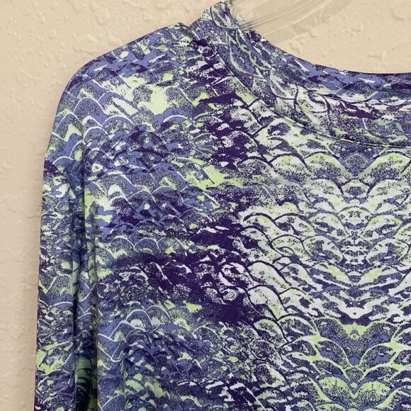 Silver Bait Performance Fishing Shirt Mens XL Purple Green ThumbHoles Zip Pocket - Picture 4 of 7